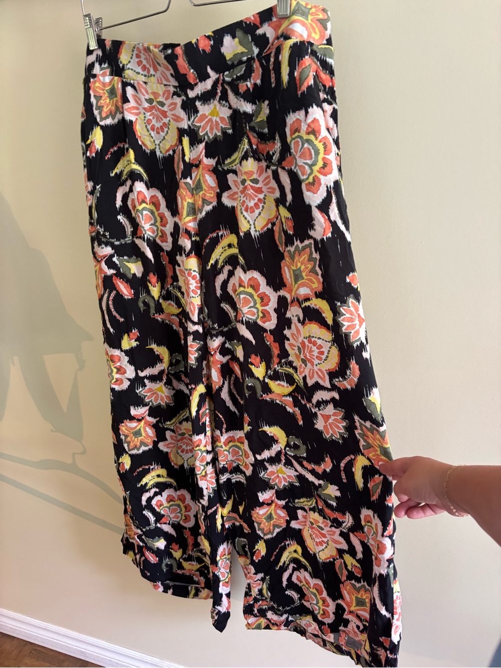93.) Torrid Black + Floral Print Flowy Wide Leg Pants
